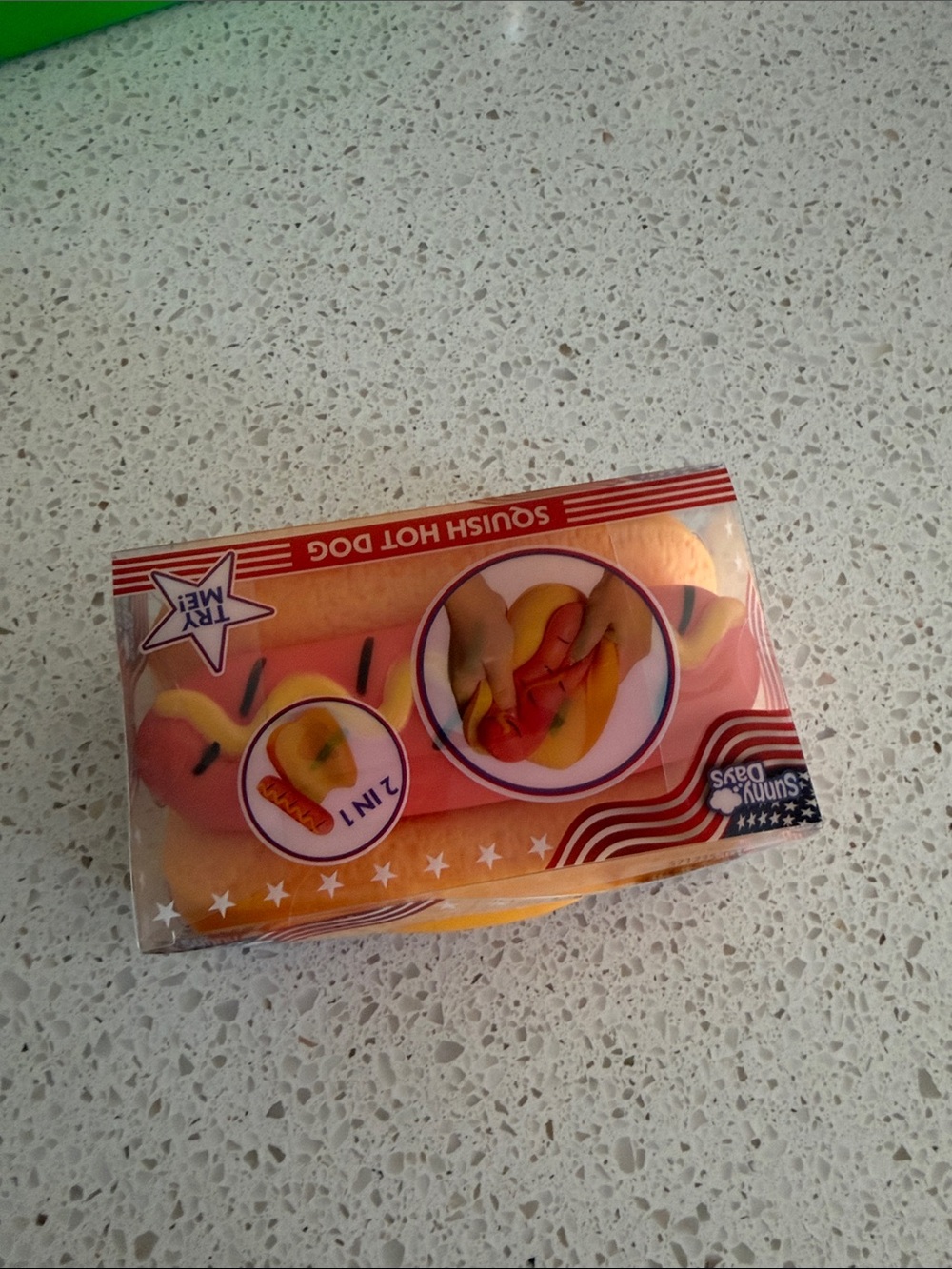 Squish Hot Dog Toy - Pink and Yellow Squishy Snack (Unbranded)